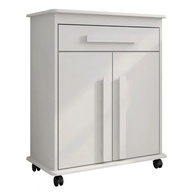 Armário Balcão Multiuso com 2 Portas e 1 Gaveta com Rodízios - Design Moderno e Versátil em Branco - imagem 1
