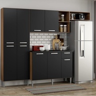 Cozinha Compacta Pequim 9 Portas - Design Moderno em Carvalho Avelã e Preto - imagem 1