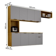 Armário de Cozinha Nara Compacta 8 Portas com 1 Gaveta 193cm Cinamomo/Cinza - Organização Moderna e Resistente - imagem 4