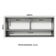Armário Aéreo 2 Portas de Correr de Vidro Neutral e 1 Nicho Cinza - Modernize seu Ambiente com Estilo e Funcionalidade - imagem 4