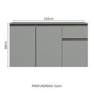 Balcão de Pia 3 Portas 1 Gaveta Suspenso Cinza Nice - Design Moderno e Funcionalidade - imagem 3
