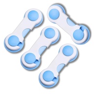Kit 4 Trava de Segurança Infantil Azul - Proteção Sem Furos para Portas, Gavetas e Armários - imagem 1