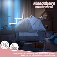Berço Portátil 3 em 1 Moises Co-bed com 8 Alturas Ajustáveis, Mosquiteiro Semi-Blackout, Trocador e Cesto de Armazenamento - imagem 3