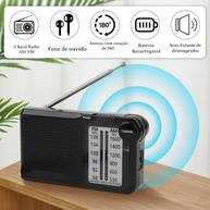 Rádio Portátil AM/FM Recarregável USB-C: Som e Liberdade em Qualquer Lugar! - imagem 3