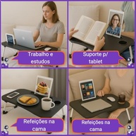 Mesa Dobrável Portátil Premium para Notebook e Laptop com Suporte Tablet e Porta-Copos - imagem 3