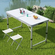 Mesa Dobrável em Maleta Portátil 120x60x70cm - Alumínio Resistente para Camping, Cozinha e Área Externa - imagem 2
