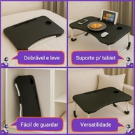 Mesa Dobrável Portátil Premium para Notebook e Laptop com Suporte Tablet e Porta-Copos - imagem 5