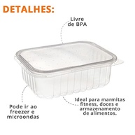 Pote Retangular Plástico 500ml - Marmita Fitness Freezer com 48 Unidades - imagem 5