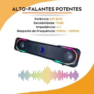 Caixa de Som Gamer LED RGB: Som Estéreo Potente para PC, Notebook e TV | Design Moderno - imagem 4