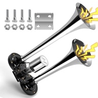 Buzina de Ar Dupla Cromada para Caminhão e Veículos - Som Potente de 115dB - imagem 2
