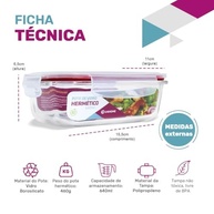 KIT 10 Potes de Vidro Retangular com Tampa Hermética 640ml - Cor: Vermelho - Armazenamento Moderno e Frescor Duradouro - imagem 3