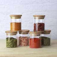 Kit 6 Potes de Vidro 200ml com Tampa de Bambu - Sistema Hermético para Organização da Cozinha - imagem 3
