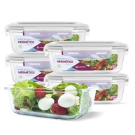 KIT 5 Potes de Vidro Retangular com Tampa Hermética 640ml - Frescor e Segurança na Cozinha - imagem 1