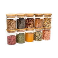 Oikos - Kit 10 Potes de Vidro 250ml com Tampa de Bambu Hermética | Armazenamento Elegante e Durável - imagem 2