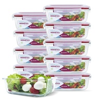 KIT 10 Potes de Vidro Retangular com Tampa Hermética 640ml - Cor: Vermelho - Armazenamento Moderno e Frescor Duradouro - imagem 1