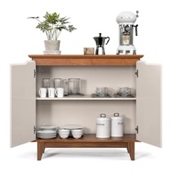 Buffet Flow 2 Portas com Prateleira Ajustável - Design Moderno em Madeira Freijó Off White - imagem 1