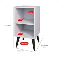 Kit com 2 Mesas de Cabeceira Retrô com Prateleira Charme - Design Elegante em Branco - imagem 4