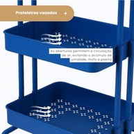 Carrinho Organizador Multiuso com 3 Prateleiras e Rodas Azul - LUXLAR - imagem 4
