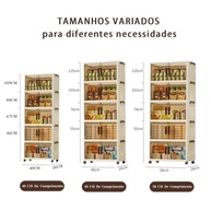Armário Organizador Dobrável com Rodinhas 5 Prateleiras - 40cm Largura, Transparente, Espaçoso e Prático para Casa - imagem 4