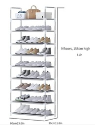 Sapateira Vertical Luxo em Aço Inox – 9 Prateleiras para 27 Pares de Sapatos - imagem 2