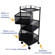 Oikos - Gaveteiro Giratório Quadrado com Rodinhas | Organizador Multiuso Compacto e Prático - imagem 4