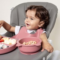 Bowl de Silicone Infanti Ursinho Piccolo Rosa - Seguro, Prático e Divertido para Refeições Infantil - imagem 3