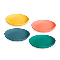 Kit com 4 Pratos de Sobremesa em Fibra de Bambu - BPA Free, Sustentável e Resistente (Design Variado Escuro) - imagem 1