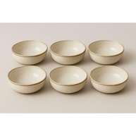 Jogo de Pratos de Porcelana Moderno 19cm - 6 Peças Bege com Bowls Rasos - imagem 1