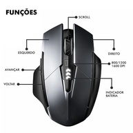 Mouse Gamer Easy Gaming Sem Fio: Precisão 1600 DPI, Silencioso e Recarregável | Conexão 2.4GHz - imagem 3