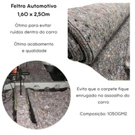 Feltro Automotivo Premium: Isolamento Térmico e Acústico para Seu Carro (2,5x1,60m) - imagem 4