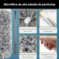 Espanador Extensível 2,80m com Microfibra Premium e Cabeça 360° - Limpeza Fácil de Tetos, Ventiladores e Locais Altos - imagem 4