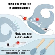 Kit Introdução Alimentar Bebê 8 Peças em Silicone Premium com Talheres de Madeira e Canudo - imagem 4