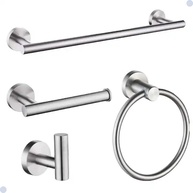 Kit de Acessórios para Banheiro com Acabamento Redondo em Aço Inox Escovado - 4 Peças Premium - imagem 1
