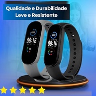 Pulseira Silicone Premium para Mi Band 5, 6 e 7 - Preta e Cinza | Conforto e Estilo Duradouro - imagem 5