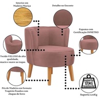 Kit 2 Poltronas Veludo Rosa Escuro - Design Moderno e Conforto Premium para Sala de Estar - imagem 5