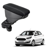 Apoio de Braço Premium para Ford Ka (2015+) - Conforto e Estilo em Tecido Preto com Costura Branca - imagem 3
