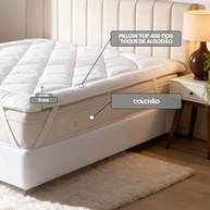 Pillow Top Casa Dona Extra Macio 5cm - Tecido Premium 400 Fios, Antialérgico e Antiácaro com Elástico - imagem 3