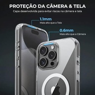 Capa Mag-Safe para iPhone 16 Pro MAX: Transparente Premium Anti-Amarelamento com Proteção de Câmera - imagem 3