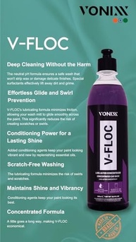 Vonixx V-FLOC 500ml: Lava Autos Premium pH Neutro para Brilho Intenso e Proteção - imagem 3