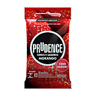 Preservativo Prudence Morango: Sabor, Cor e Proteção em 3 Unidades - imagem 1