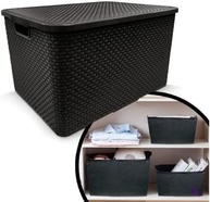 Kit com 6 Caixas Organizadoras Rattan 7L com Tampa Preta - Multiuso e Decorativa - imagem 4