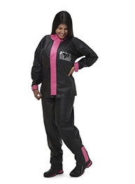 Kit Capa De Chuva Motoqueiro Feminina Pvc Pantaneiro + Polaina PVC meia sola preta com rosa - imagem 5