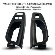 Par Moldura Botão Vidro Puxador Apoio Braço Gol Voyage Saveiro G5 Dianteiro Preto - imagem 4