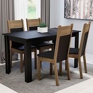 Conjunto de Jantar Havana Madesa - Mesa 136cm com 4 Cadeiras Estofadas em Preto Rustic - imagem 3