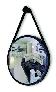 Espelho Redondo 40cm Preto com Alça e Suporte - Design Elegante para Ambientes Modernos - imagem 1