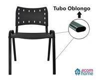 Kit 4 Cadeiras Empilháveis ISO Preto Base Aço - Conforto e Estilo para Comércio e Indústria - imagem 4