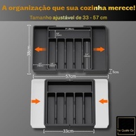 Porta Talheres Ajustável com 8 Divisórias - Organizador de Gaveta Preto para Cozinha - imagem 3