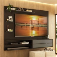 Painel para TV até 65" com 1 Porta e Prateleiras Multimóveis MP1064 - Design Moderno em Preto Grafite - imagem 2