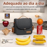 Bolsa Térmica Lancheira Marmita com Alça Removível - Ideal para Academia, Trabalho e Passeios (Preto) - imagem 4