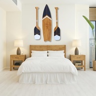 Kit Decorativo Náutico com Remos e Prancha em Madeira - Estilo Marítimo Preto e Branco para Parede - imagem 5